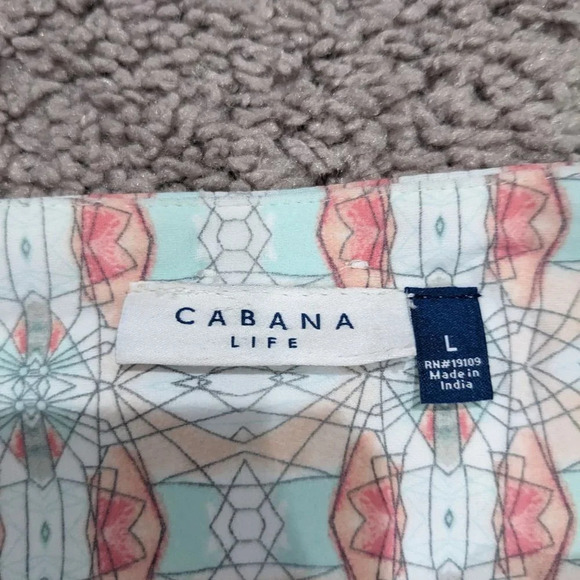 Cabana life Women's Tunic swim cover up Cream Pink and Blue Size Large - Picture 5 of 11